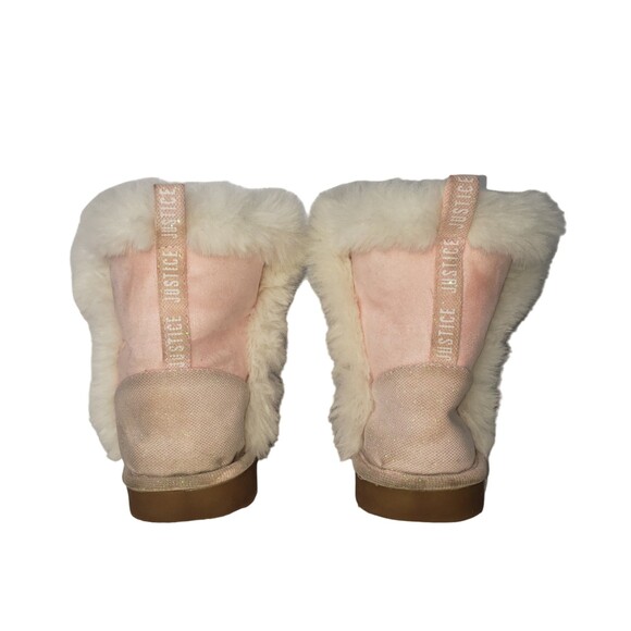 JUSTICE Girl's Pink Faux Fur Boots Booties Size 2 - Picture 4 of 9
